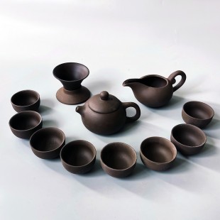 Керамічний чайний набір на 8 персон (11 предметів) Чорний